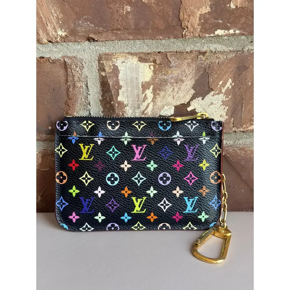 Louis Vuitton Key Pouch Monogram Multicolor Black 45623